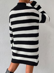 SHEIN Essnce Two Tone Drop Shoulder Jumper Dress Without Belt - Black and White - View 2