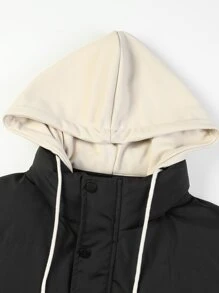 Manfinity Homme Men Drawstring Hooded Puffer Coat Without Jumper - Black - View 4