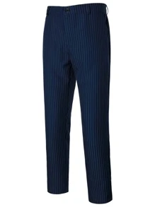 Manfinity Mode Men Double Breasted Striped Blazer & Suit Trousers - Navy Blue - View 6