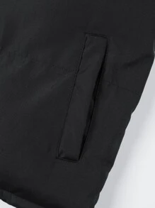 Manfinity Homme Men Drawstring Hooded Puffer Coat Without Jumper - Black - View 7