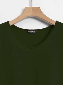 Lacomfia Plus Solid Dolman Sleeve Tee - Army Green - View 3