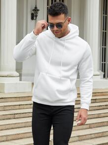 Manfinity Hombres Capucha con estampado de letra con cordón - Blanco - Ver 4
