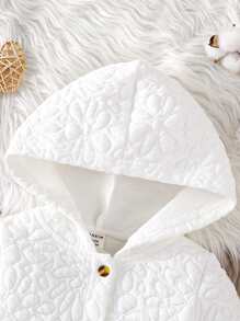 嬰兒花卉圖案提花荷葉袖連帽外套