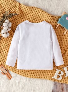 男嬰字母和卡通圖案T恤 - 白色 - 查看 2