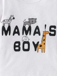 男嬰字母和卡通圖案T恤 - 白色 - 查看 5