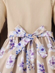 Đầm Gái Thắt lưng Hoa Giải trí - Màu Khaki - Xem 4