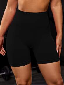 Easithlete Tummy Control Sports Cycling Shorts - Black - View 4