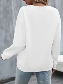 SHEIN LUNE Quần áo thể thao nữ Đồ họa Slogan Giải trí - trắng - Xem 2