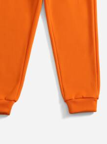 SHEIN PETITE 斜口袋抽繩衛褲 - 橘色 - 查看 5