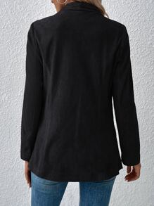 SHEIN Unity Waterfall Collar Zip Up Coat - Black - View 2