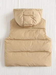 SHEIN EZwear Plus Drawstring Hooded Puffer Vest Coat