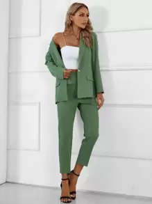 Chiquease Pantalones con blazer con botón