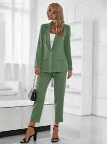 Chiquease Pantalones con blazer con botón