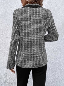 Aveloria Modichic Blazer con patrón de cuadros de cuello con solapa tweed