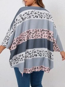 SHEIN LUNE Áo thun Plus size Khối Màu In hoa Báo Giải trí - Nhiều màu - Xem 2