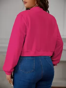SHEIN Essnce Valentine's Day,Plus Zip Up Bomber Jacket