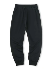 ROMWE MEN Guys Letter Dragon Graphic Sweatpants - Black - View 2