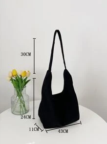 Túi vai màu trơn Mát mẻ - màu đen - Xem 3