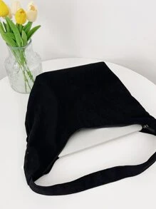 Túi vai màu trơn Mát mẻ - màu đen - Xem 4