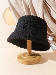 Solid Fuzzy Bucket Hat - Black - View 2