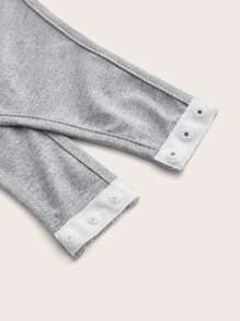 SHEIN EZwear Áo liền quần ôm nữ Dây kéo màu trơn Giải trí - Xám - Xem 4