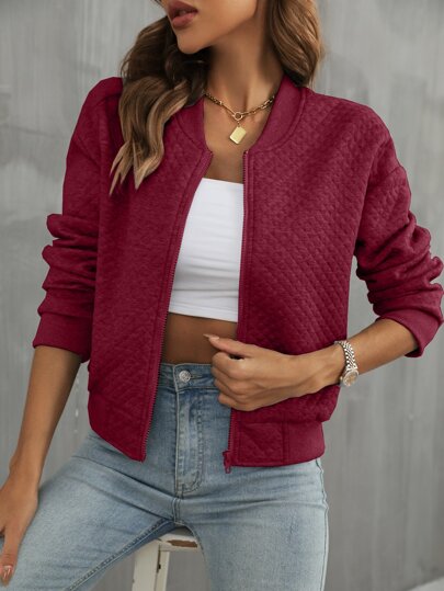 Blouson Cuir Rose Moto Bomber Taille L - Marque DOMA, Occasion Très Bon État