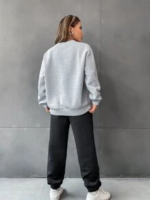 SHEIN Unity Letter Graphic Drop Shoulder Sweatshirt & Sweatpants - Multicolor - View 2