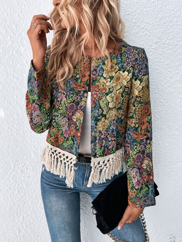 Wheat Yrsa puffer winterjas bruin met bloemen/anemonen