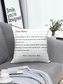 Slogan Graphic Cushion Cover Không có Filler - Nhiều màu - Xem 1