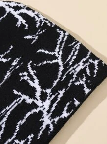 Gorro tejido para hombres con patrón de rayos estilo urbano - Blanco y Negro - Ver 3