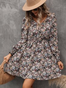 SHEIN LUNE Allover Floral Print A-line Dress - Multicolor - View 6