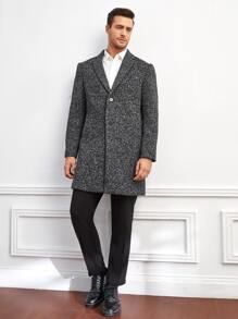 Manfinity NiteLyfe 男士西裝領單排釦外套 - 深灰色 - 查看 3