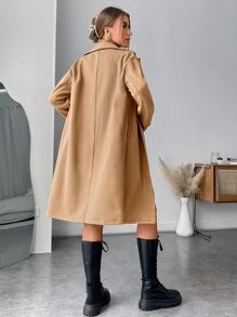 Muchica Casual Solid Color Wool Blend Jacket, Autumn/Winter - Khaki - View 2