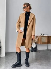 Muchica Casual Solid Color Wool Blend Jacket, Autumn/Winter - Khaki - View 3