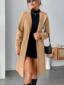 Muchica Casual Solid Color Wool Blend Jacket, Autumn/Winter - Khaki - View 4