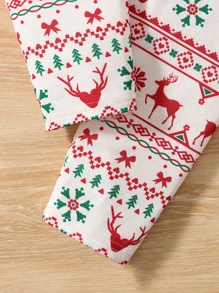 SHEIN Girls Christmas Print PJ Set - Multicolor - View 4