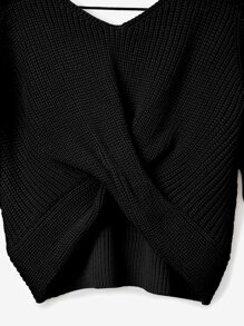 Jersey con cuenta de perla con abertura trasera cruzado - Negro - Ver 4
