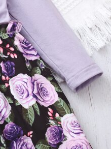 Baby Floral Print Frill Trim Dress - Multicolor - View 3