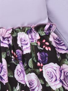 Baby Floral Print Frill Trim Dress - Multicolor - View 7