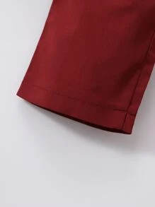 SHEIN 男小童條紋圖案前蝴蝶結二合一襯衫和褲子 - 紅白色 - 查看 6