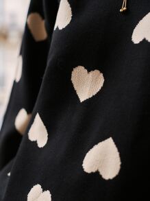 SHEIN Frenchy Áo len nữ Tim Giải trí - màu đen - Xem 8
