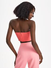 Becci Zip Back Crop Tube Top - Watermelon Pink - View 2