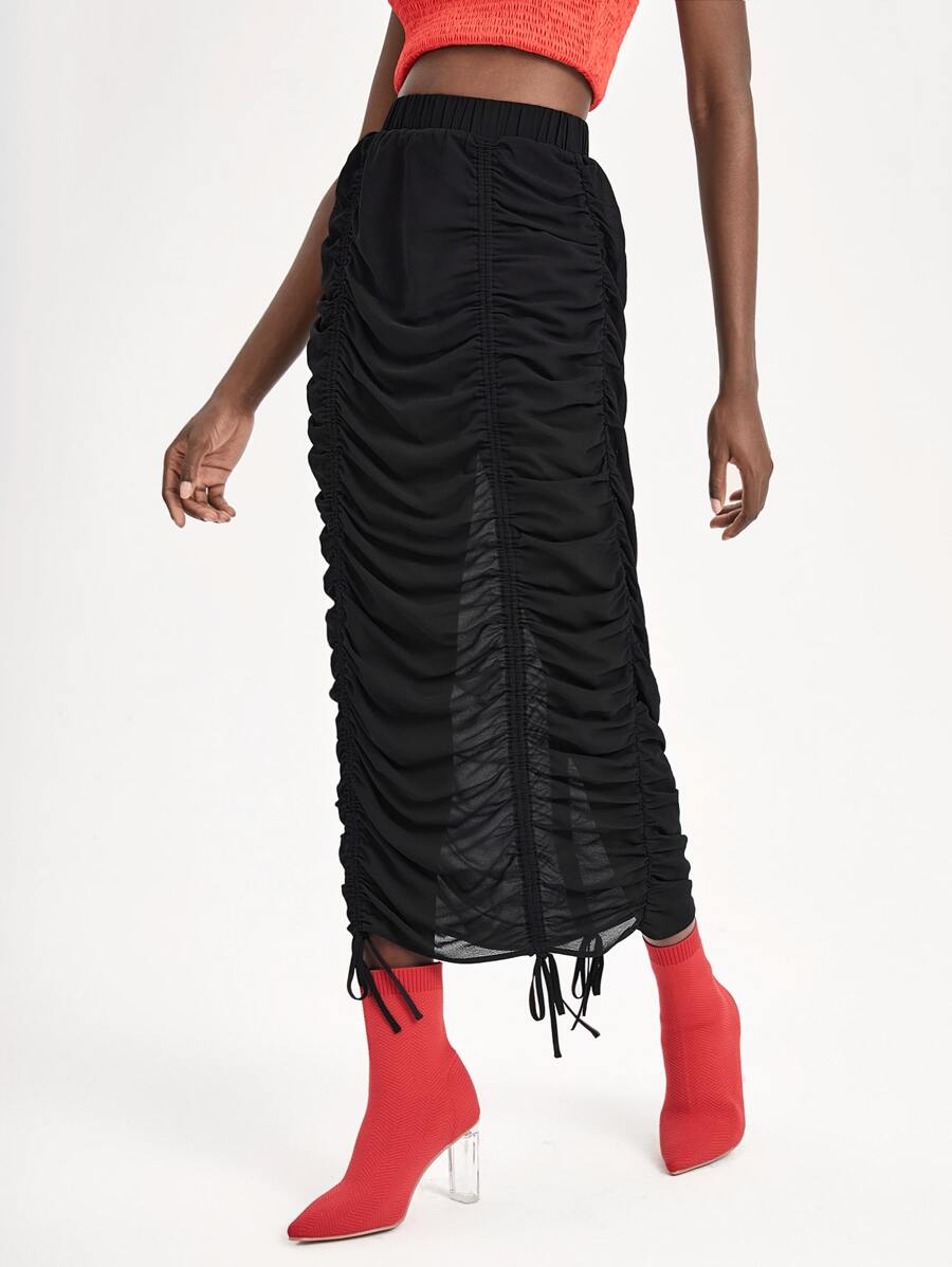 Gabriella Mavri Falda con cordón fruncido - Negro - Ver 1