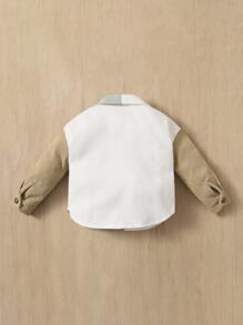 SHEIN 嬰兒撞色翻蓋口袋夾克不帶T恤 - 彩色 - 查看 2