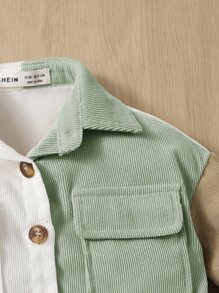 SHEIN 嬰兒撞色翻蓋口袋夾克不帶T恤 - 彩色 - 查看 4