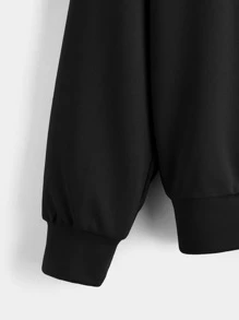 SHEIN Áo nỉ in hình chữ và hình người dành cho bé trai tuổi teen - màu đen - Xem 3