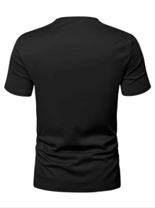 Manfinity Homme Men Patch Detail V Neck Tee - Black - View 2