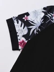 Manfinity RSRT 男士印花插肩袖T恤 - 黑色 - 查看 3