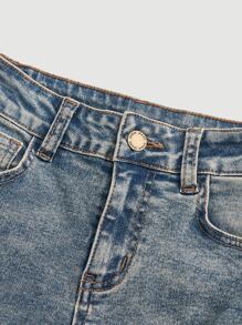 SHEIN Boys Bleach Wash Ripped Frayed Straight Leg Jeans