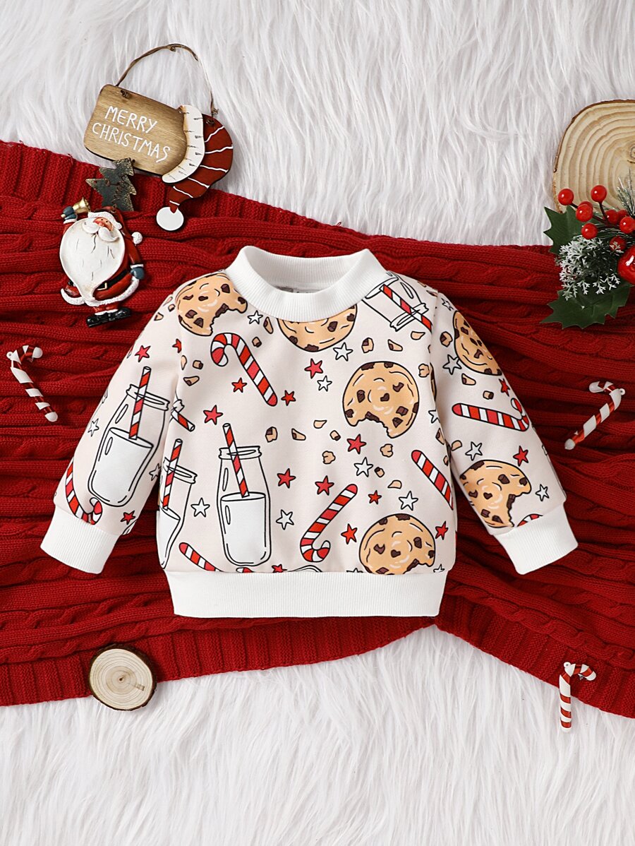 Baby Christmas Print Sweatshirt - Apricot - View 1